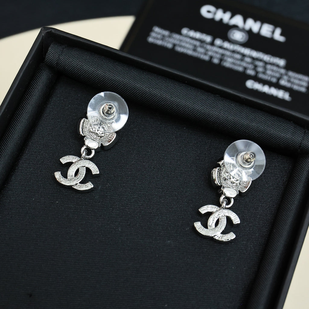 CHANEL Pearl Crystal Enamel Earrings