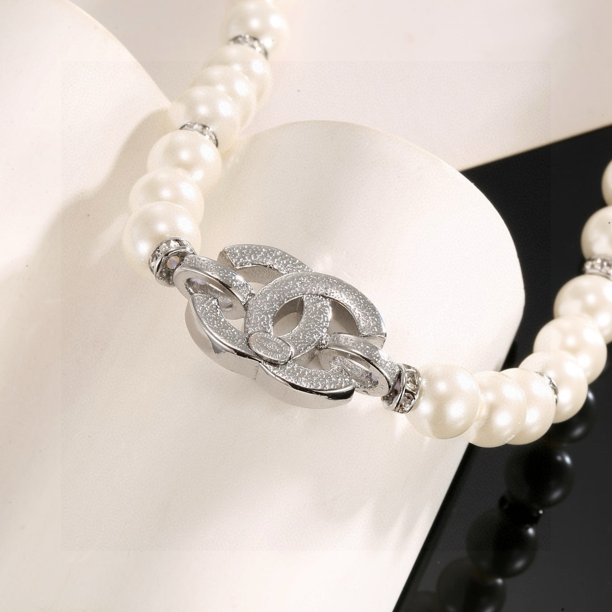 CHANEL Pearl Crystal Double-C Necklace