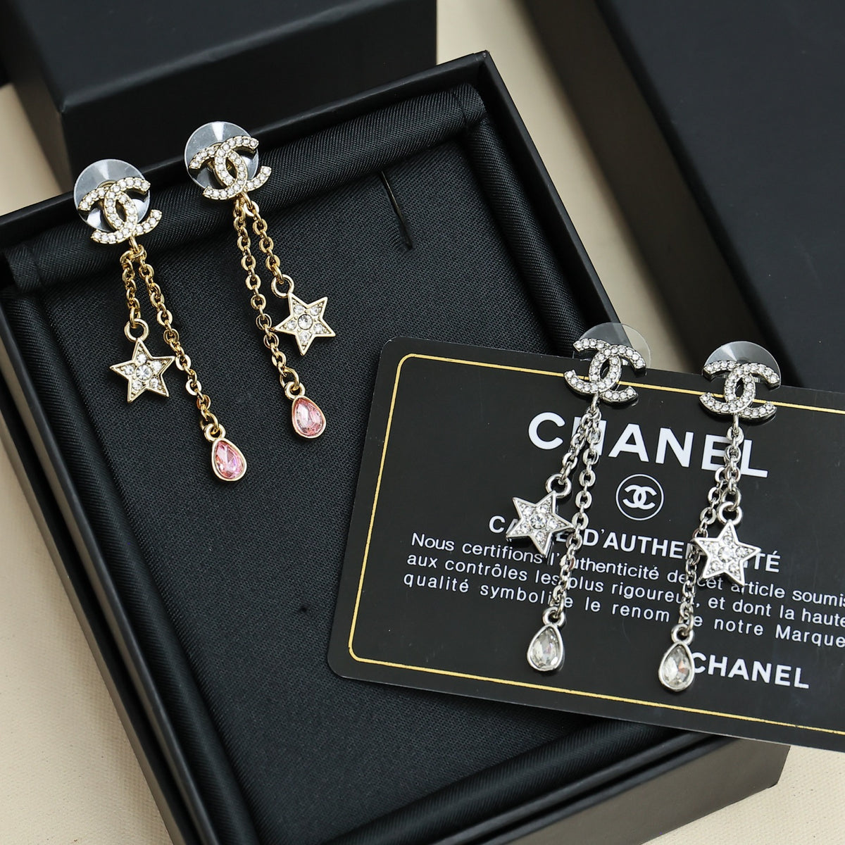 CHANEL Crystal Double-C Pendant Necklace