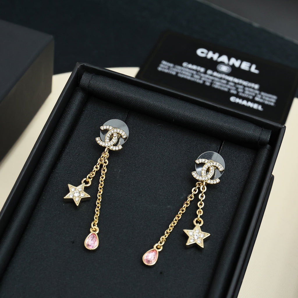 CHANEL Crystal Double-C Pendant Necklace