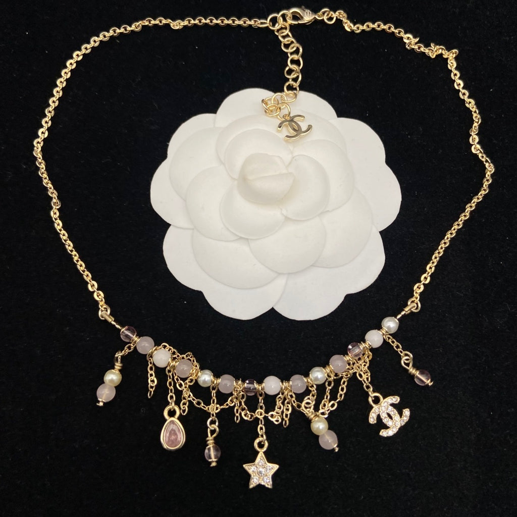 Pearl Crystal Double-C Necklace