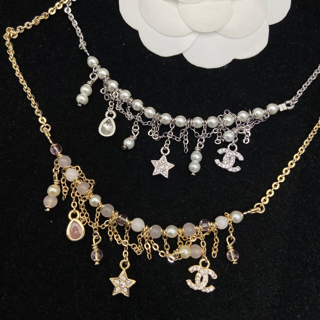Pearl Crystal Double-C Necklace