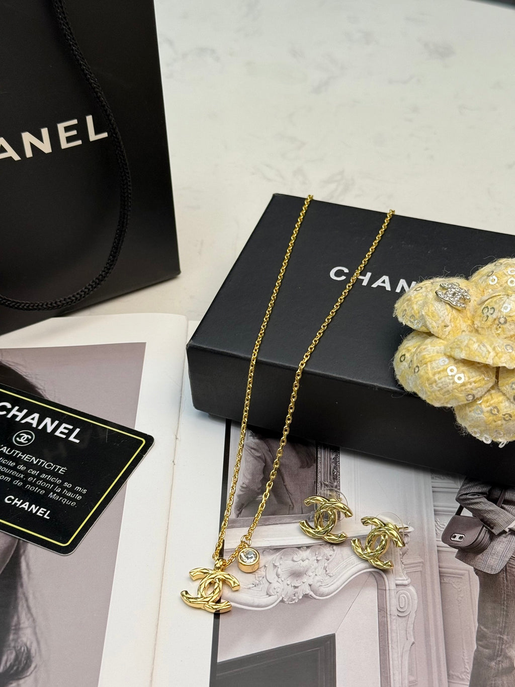 CHANEL Double-C Layered Pendant Necklace