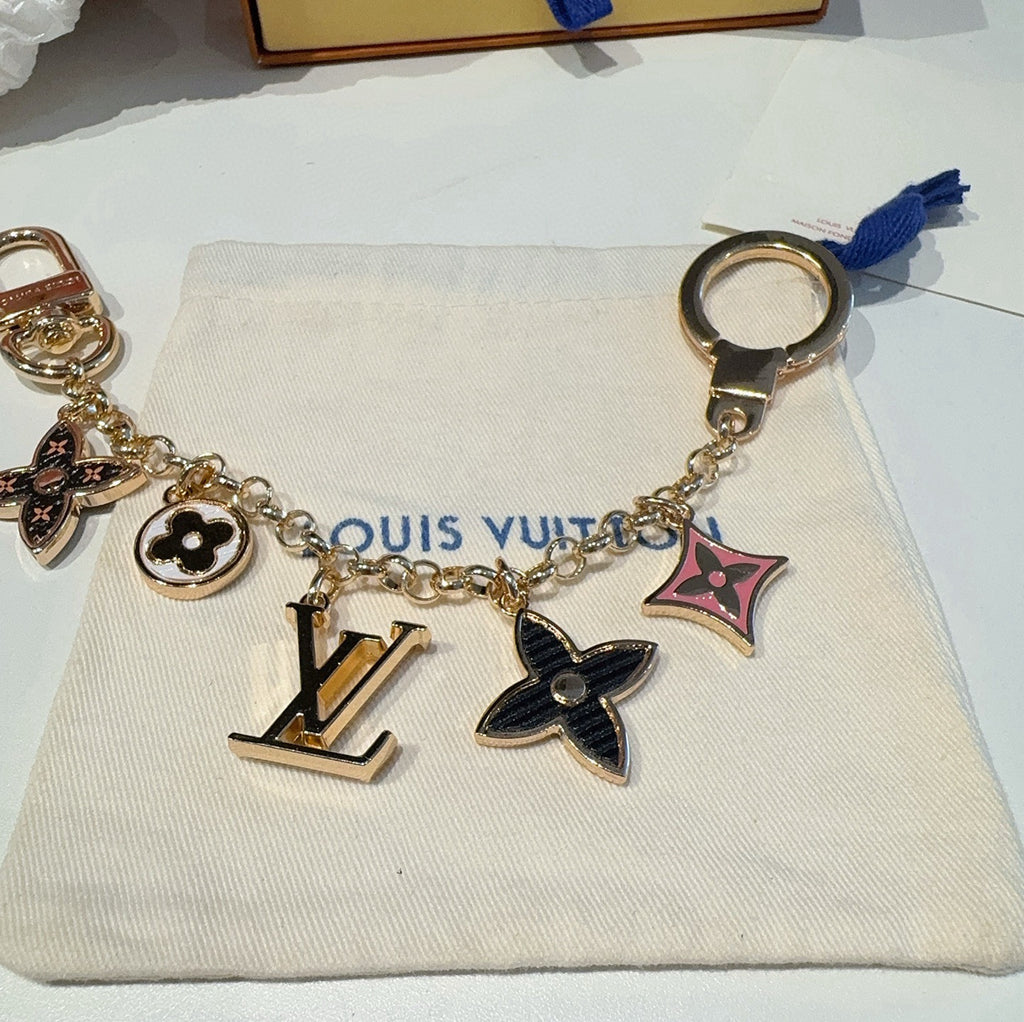 LOUIS VUITTON Canvas Flower Bag Charm Keychain