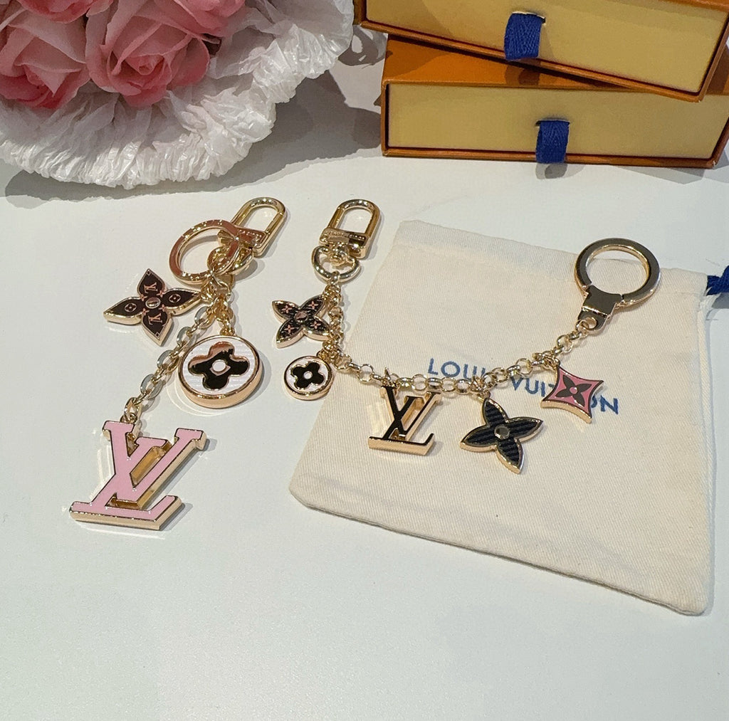 LOUIS VUITTON Canvas Flower Bag Charm Keychain