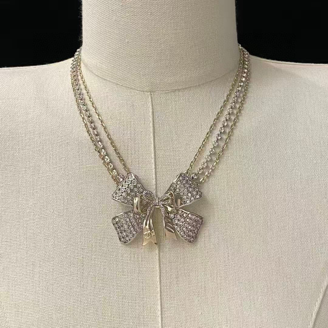 CHANEL Crystal Bow Necklace
