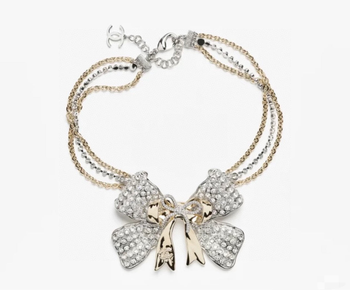 CHANEL Crystal Bow Necklace