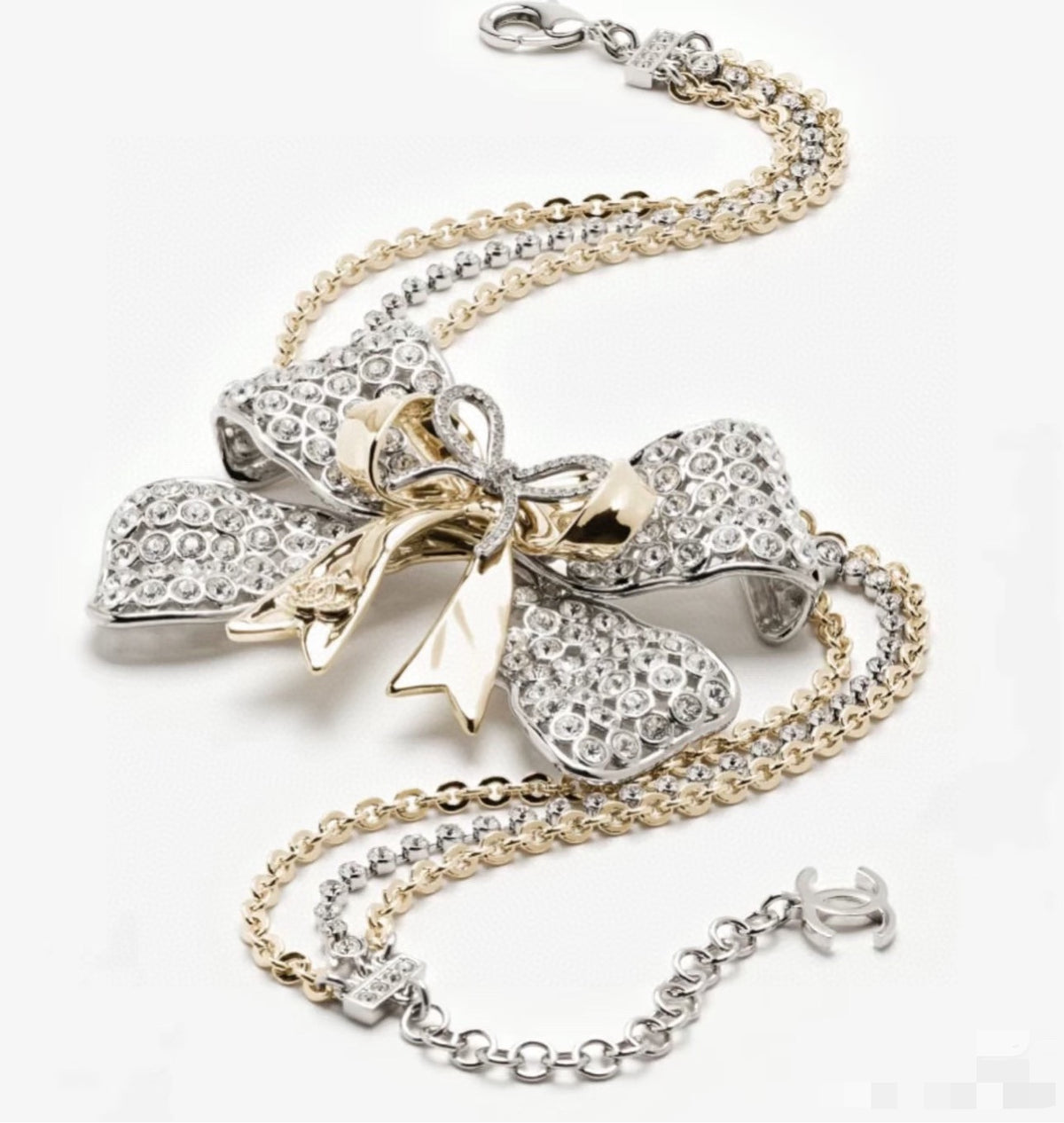 CHANEL Crystal Bow Necklace