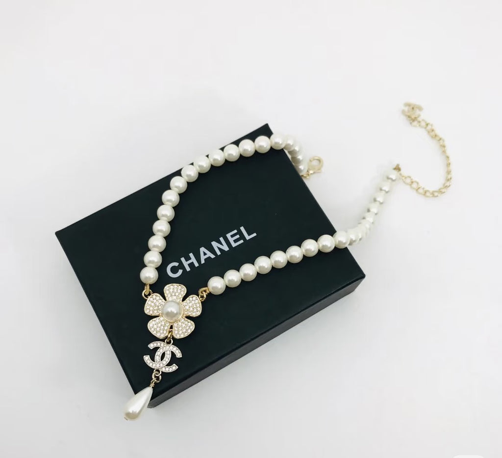 CHANEL Pearl Double-C Camellia Long Necklace