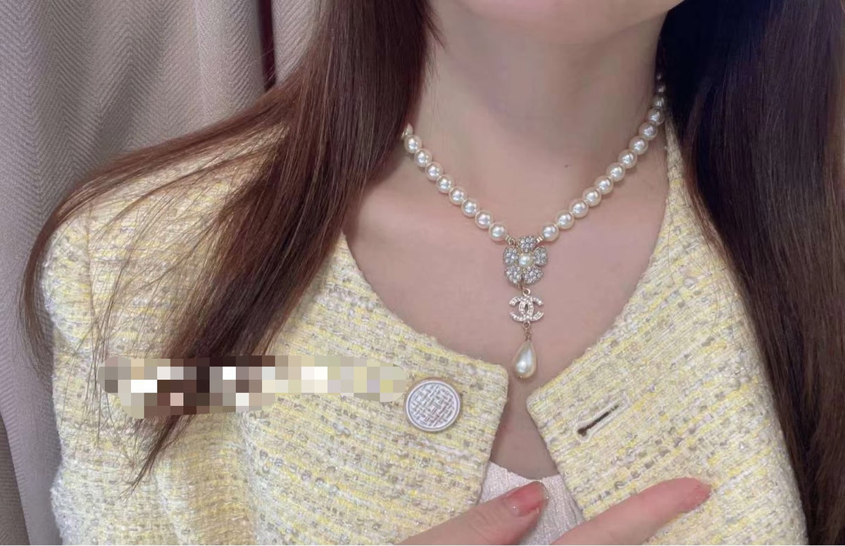 CHANEL Pearl Double-C Camellia Long Necklace