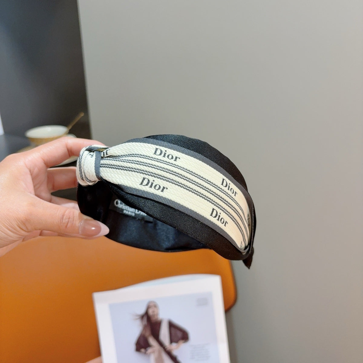 DIOR Letter Logo Silk Wide Headband