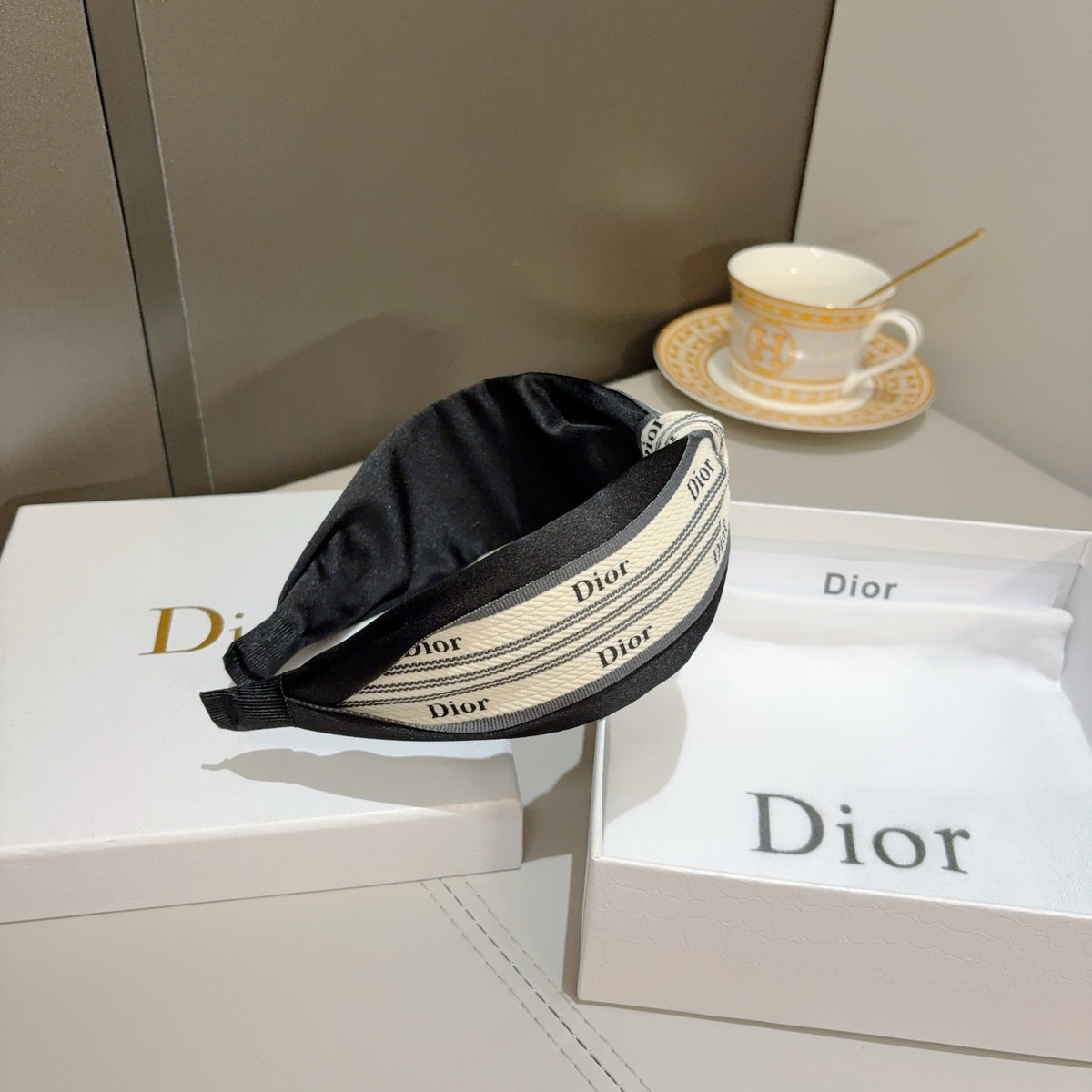 DIOR Letter Logo Silk Wide Headband