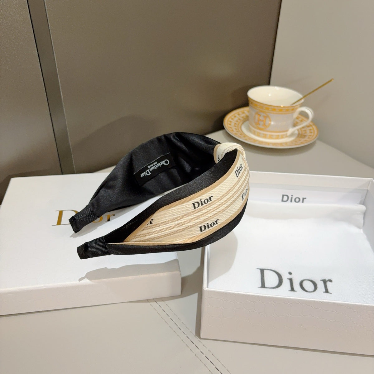 DIOR Letter Logo Silk Wide Headband