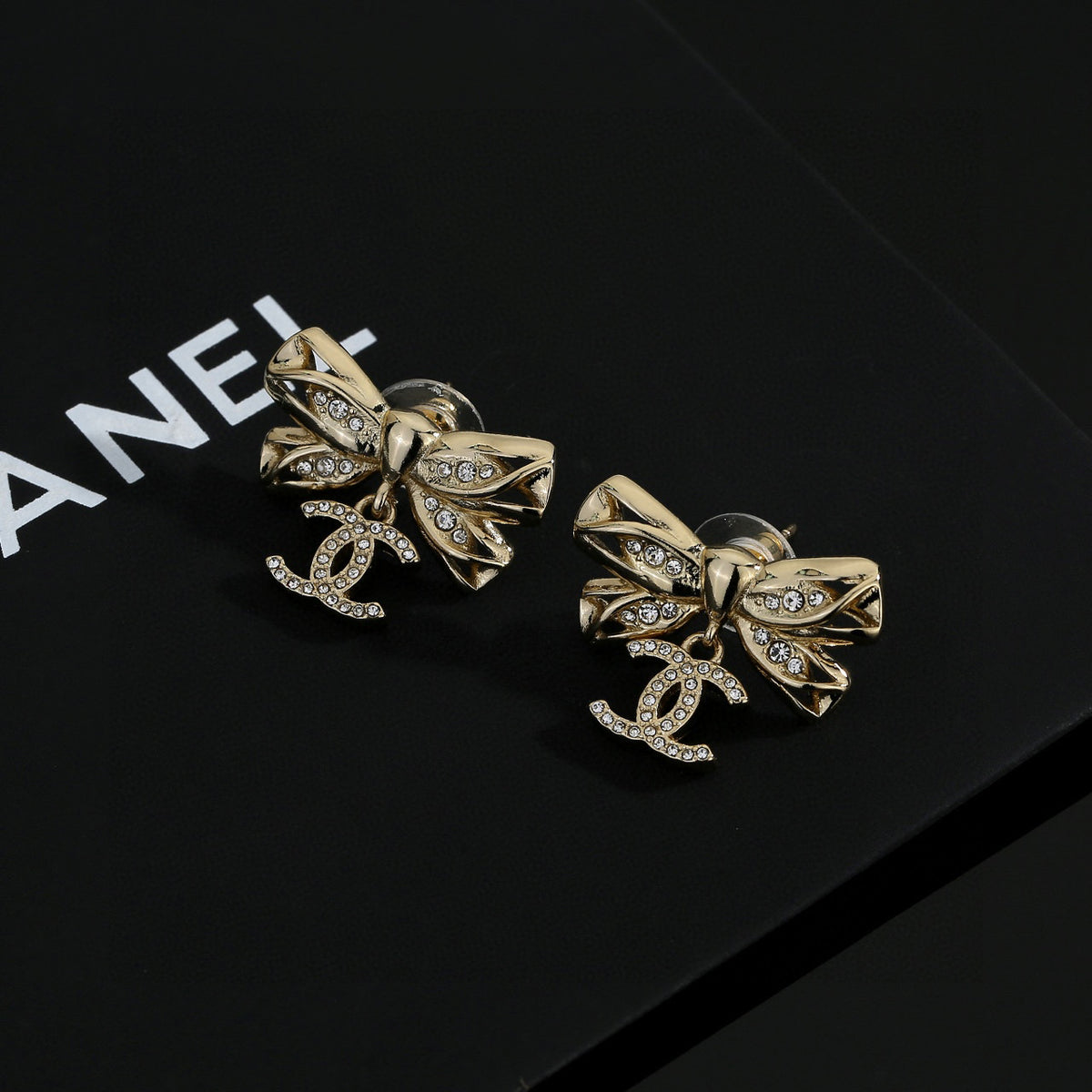 CHANEL Double-C Bow Earrings