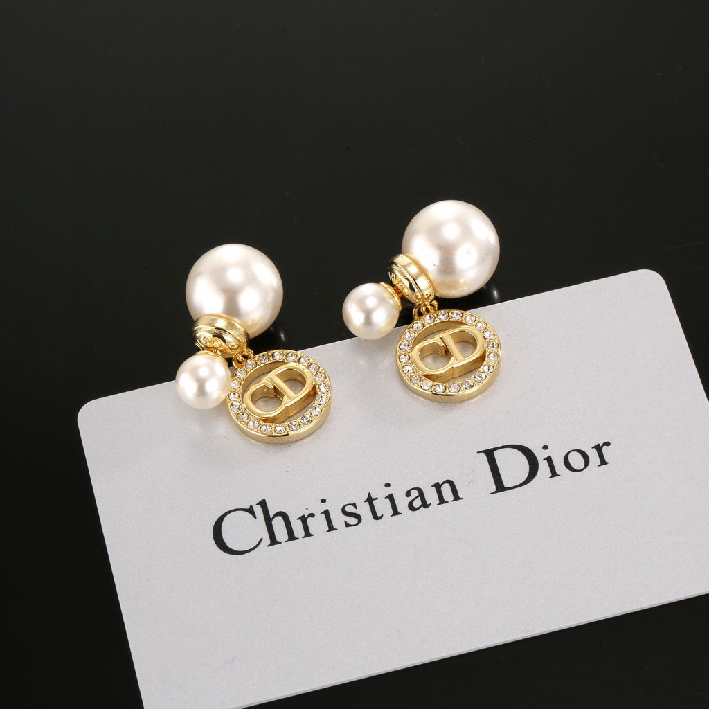 DIOR Pearl Crystal Earrings