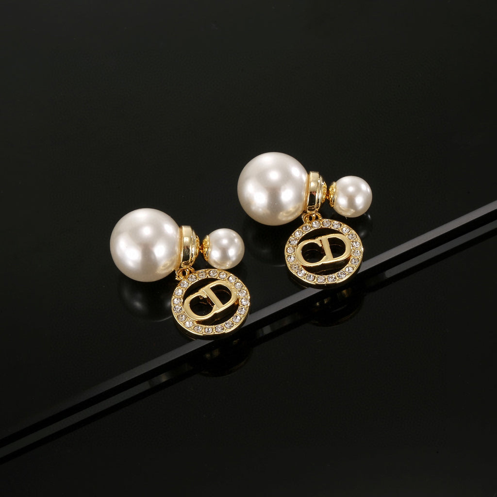 DIOR Pearl Crystal Earrings