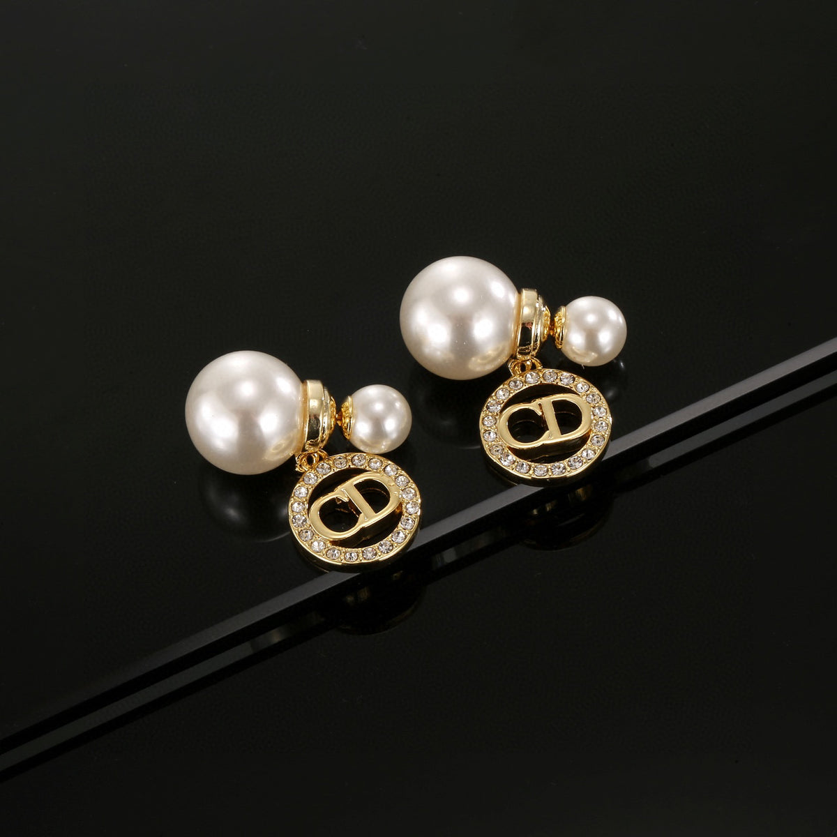 DIOR Pearl Crystal Earrings