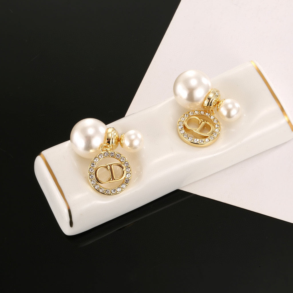 DIOR Pearl Crystal Earrings