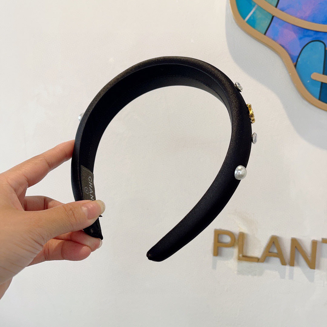CHANEL Crystal Satin Vintage Headband