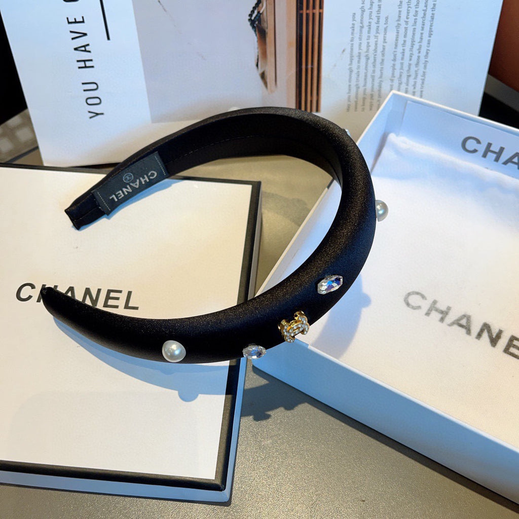 CHANEL Crystal Satin Vintage Headband