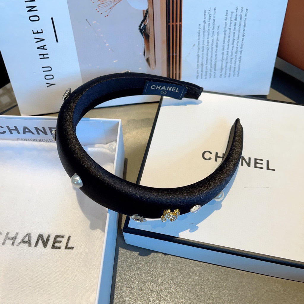 CHANEL Crystal Satin Vintage Headband