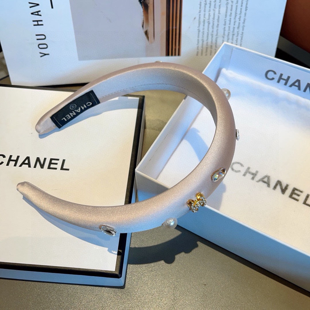 CHANEL Crystal Satin Vintage Headband