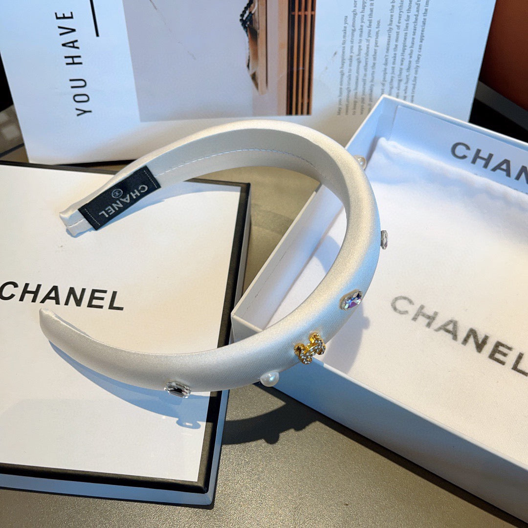 CHANEL Crystal Satin Vintage Headband