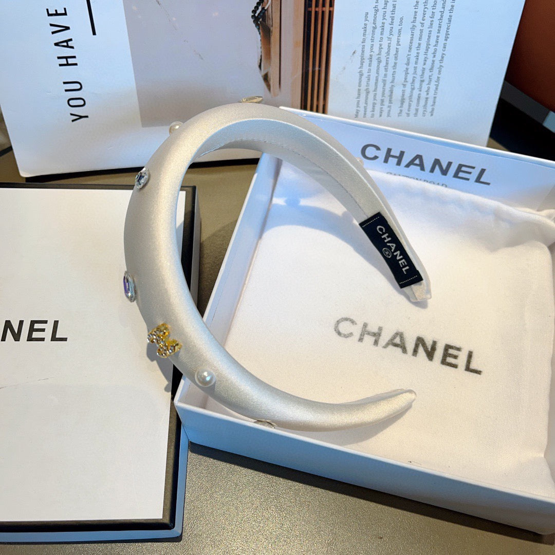 CHANEL Crystal Satin Vintage Headband