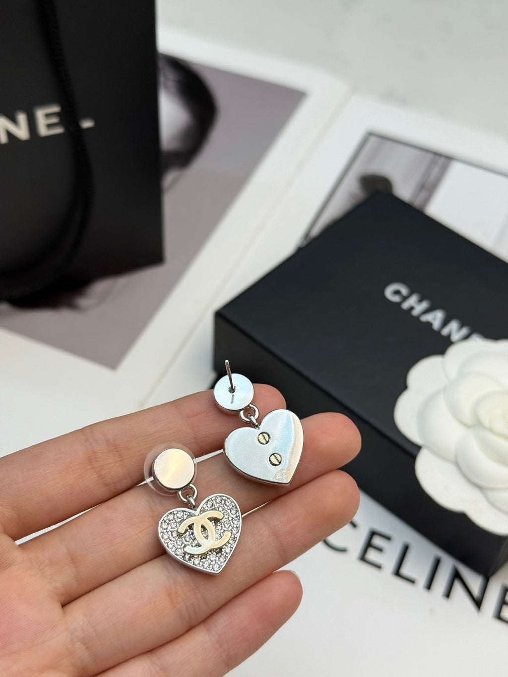 CHANEL Crystal Double-C Vintage Earrings
