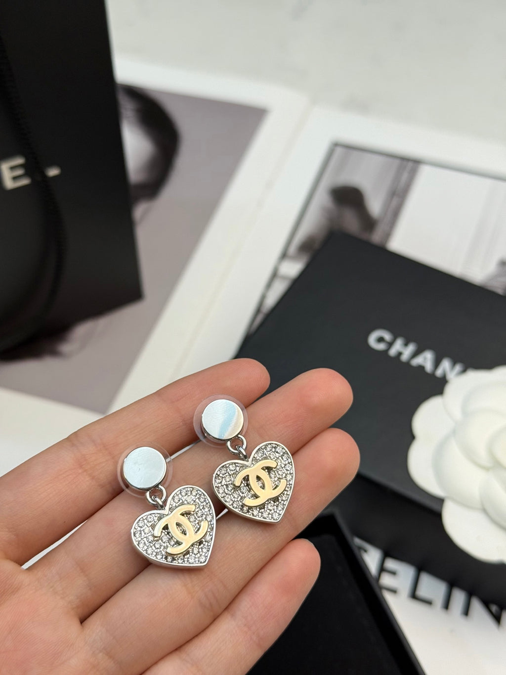 CHANEL Crystal Double-C Vintage Earrings