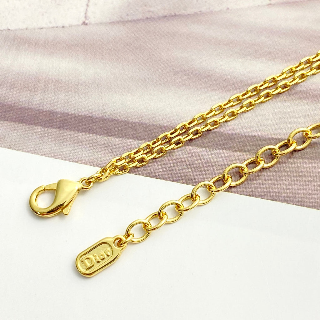 DIOR P75 Crystal Four-Leaf Clover Bow Necklace