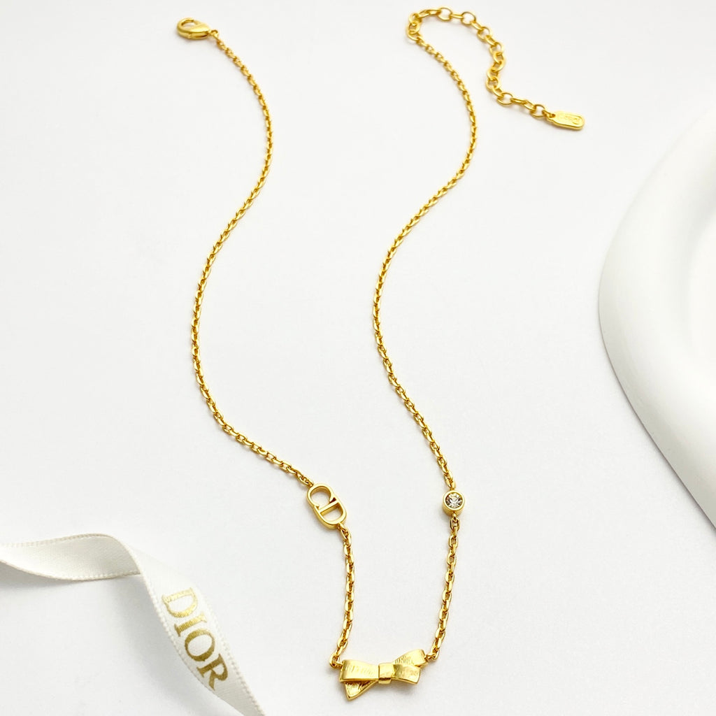 DIOR P65 Crystal Bow Necklace