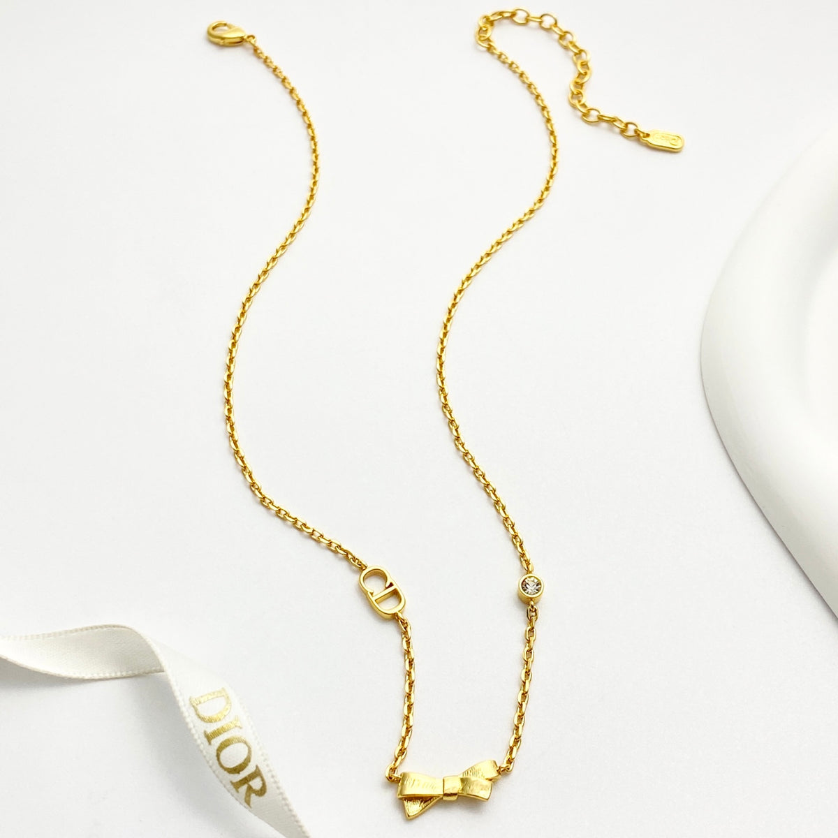 DIOR P65 Crystal Bow Necklace