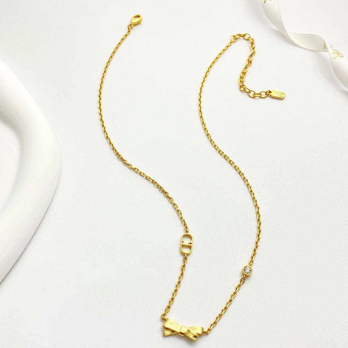 DIOR P65 Crystal Bow Necklace