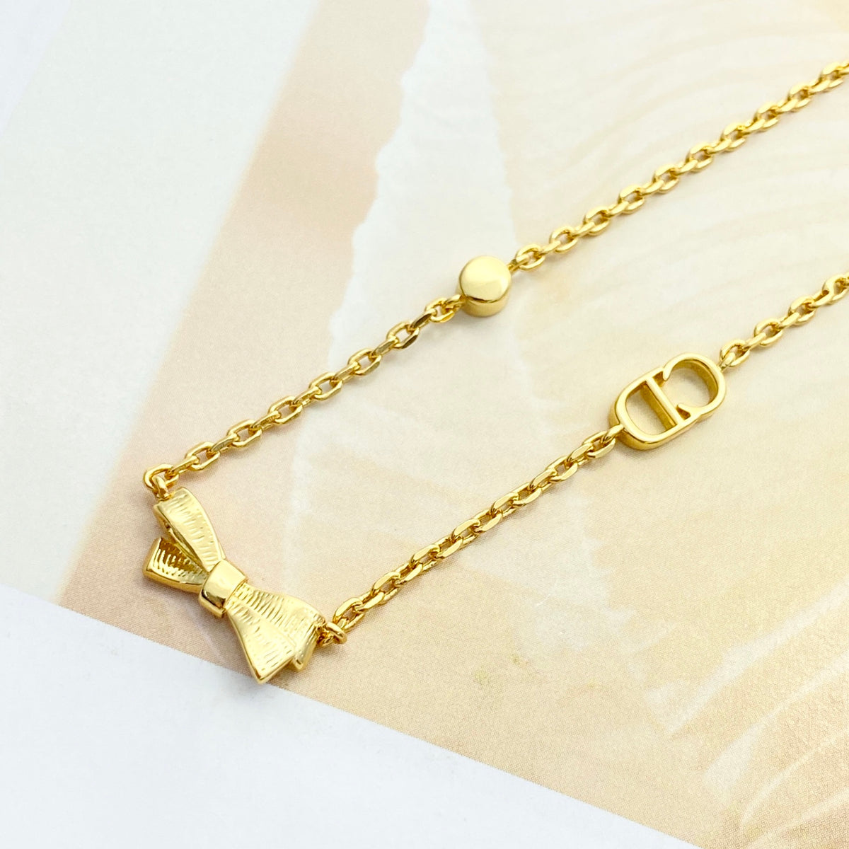 DIOR P65 Crystal Bow Necklace