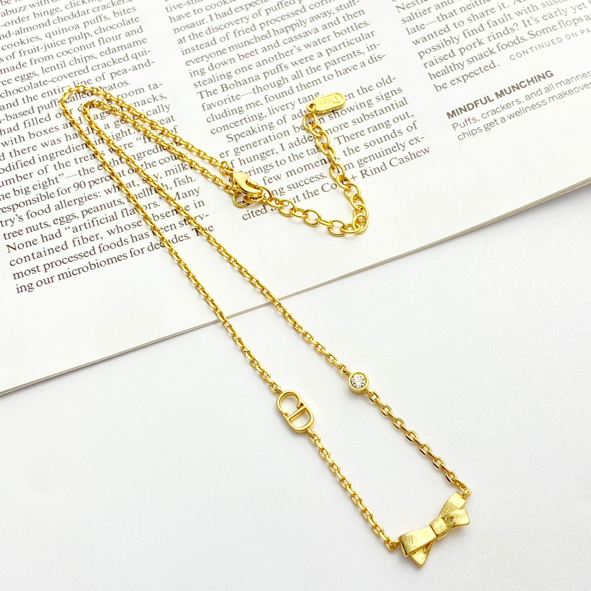 DIOR P65 Crystal Bow Necklace