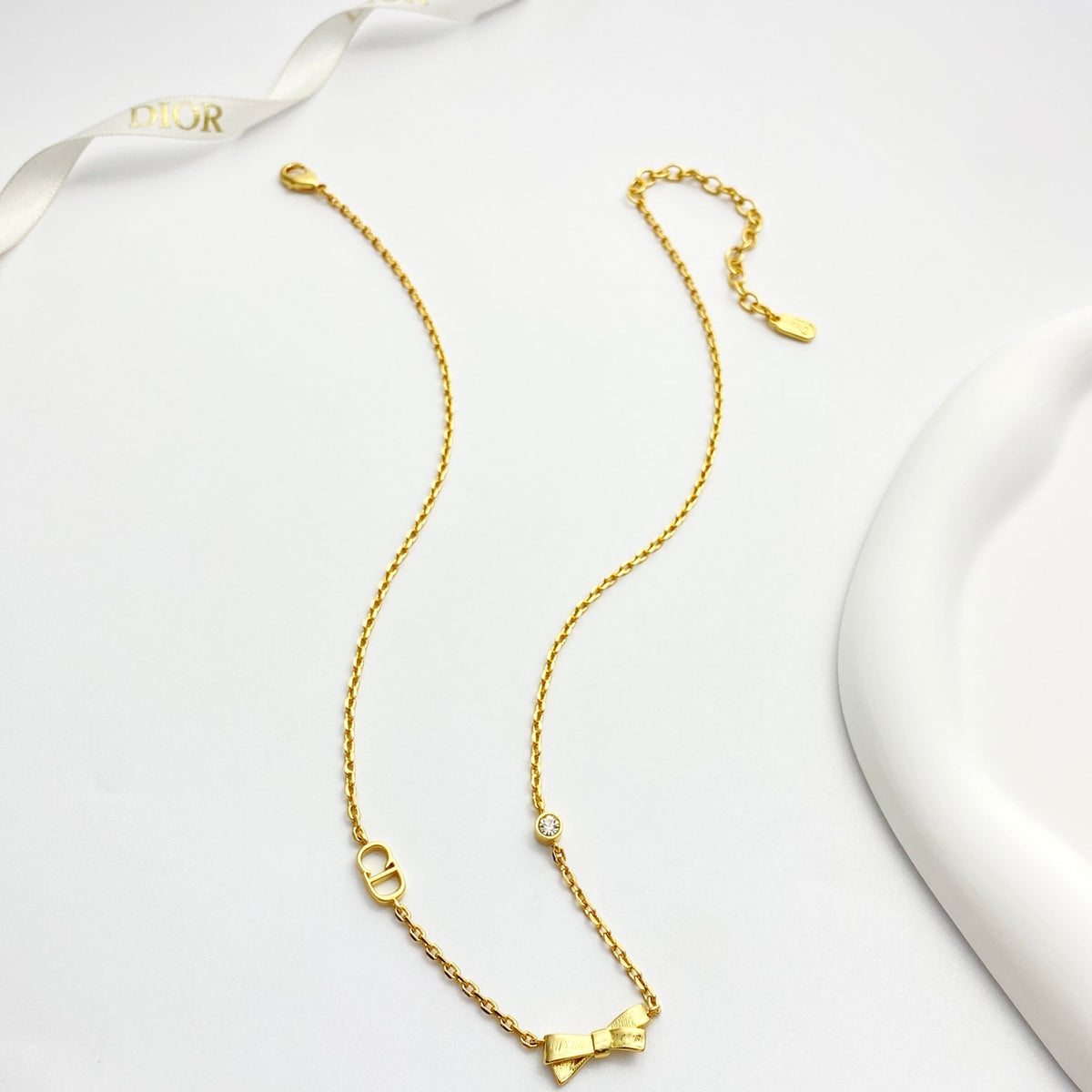 DIOR P65 Crystal Bow Necklace