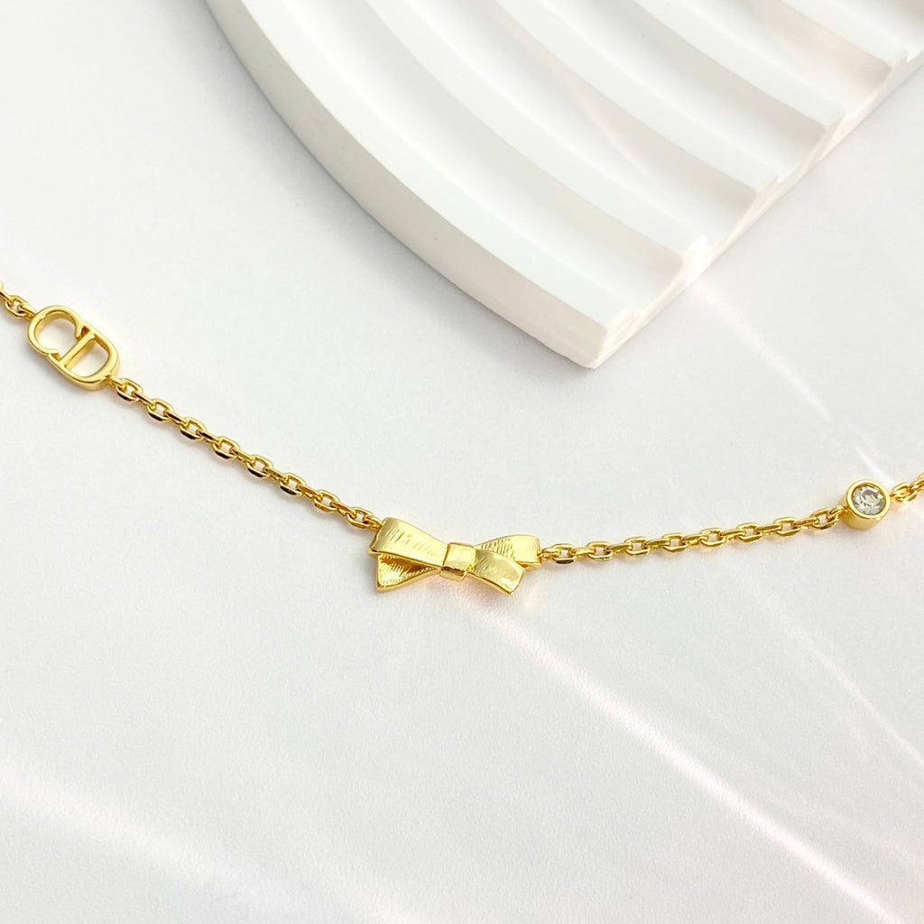 DIOR P65 Crystal Bow Necklace