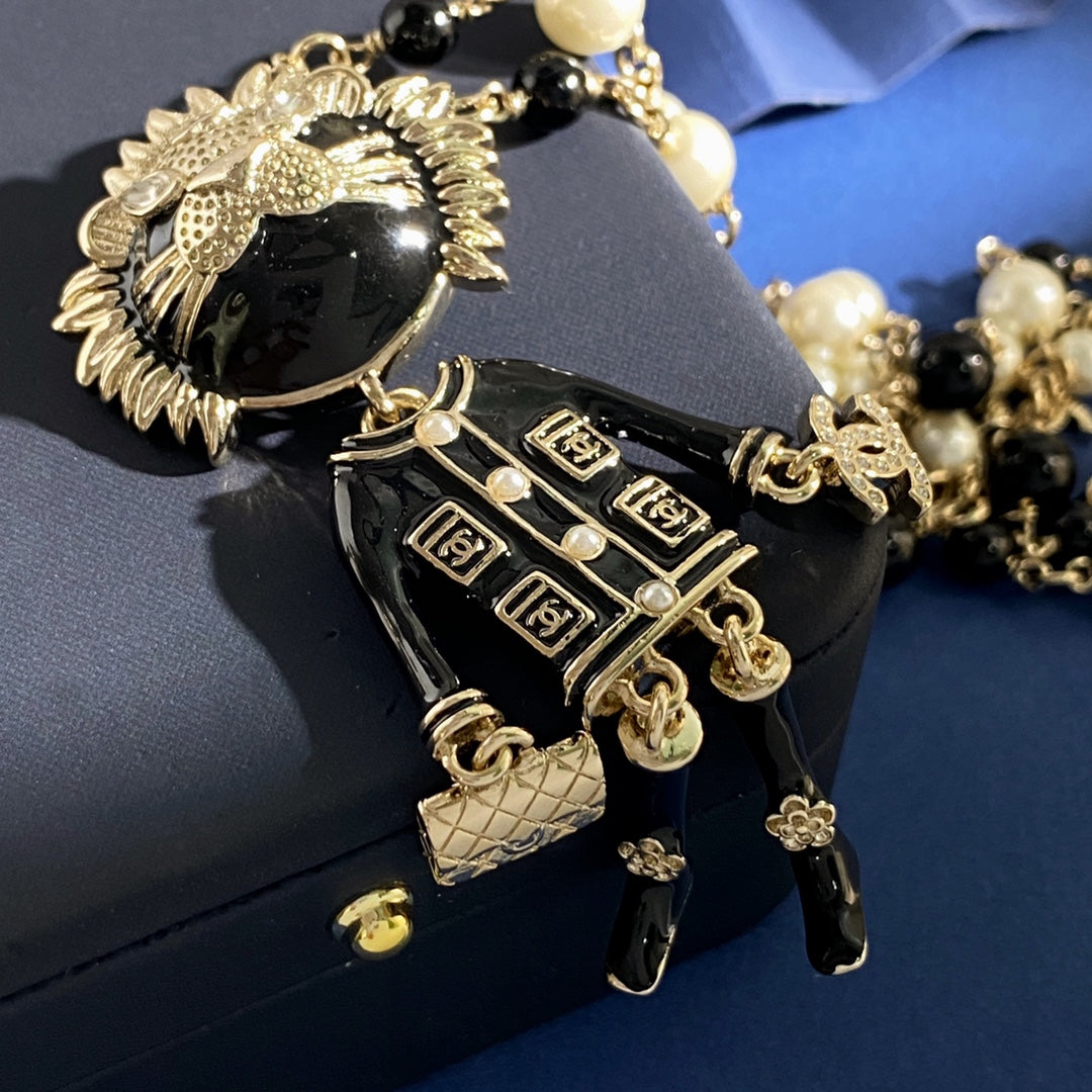 CHANEL P120 Pearl Double-C Camellia Long Necklace