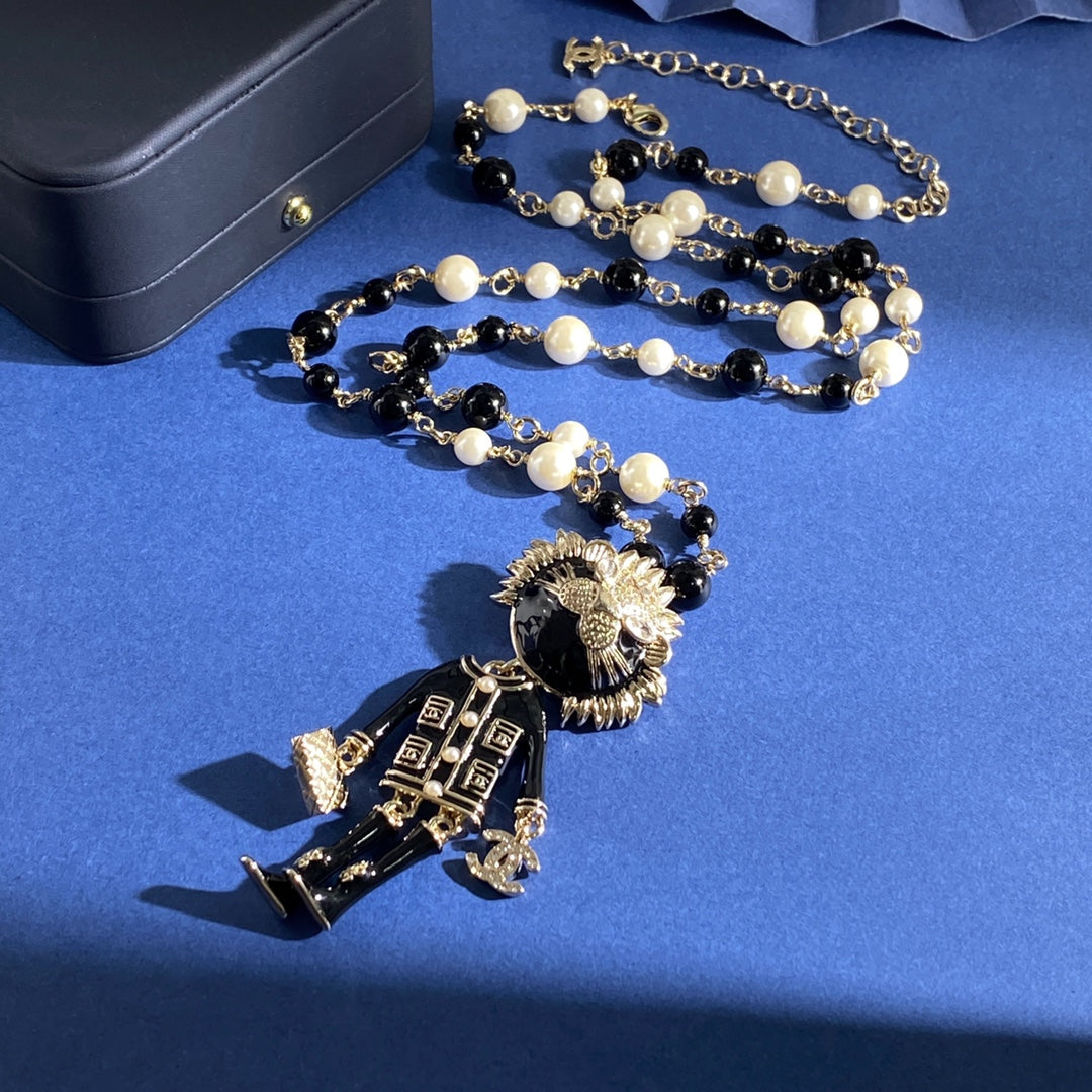 CHANEL P120 Pearl Double-C Camellia Long Necklace