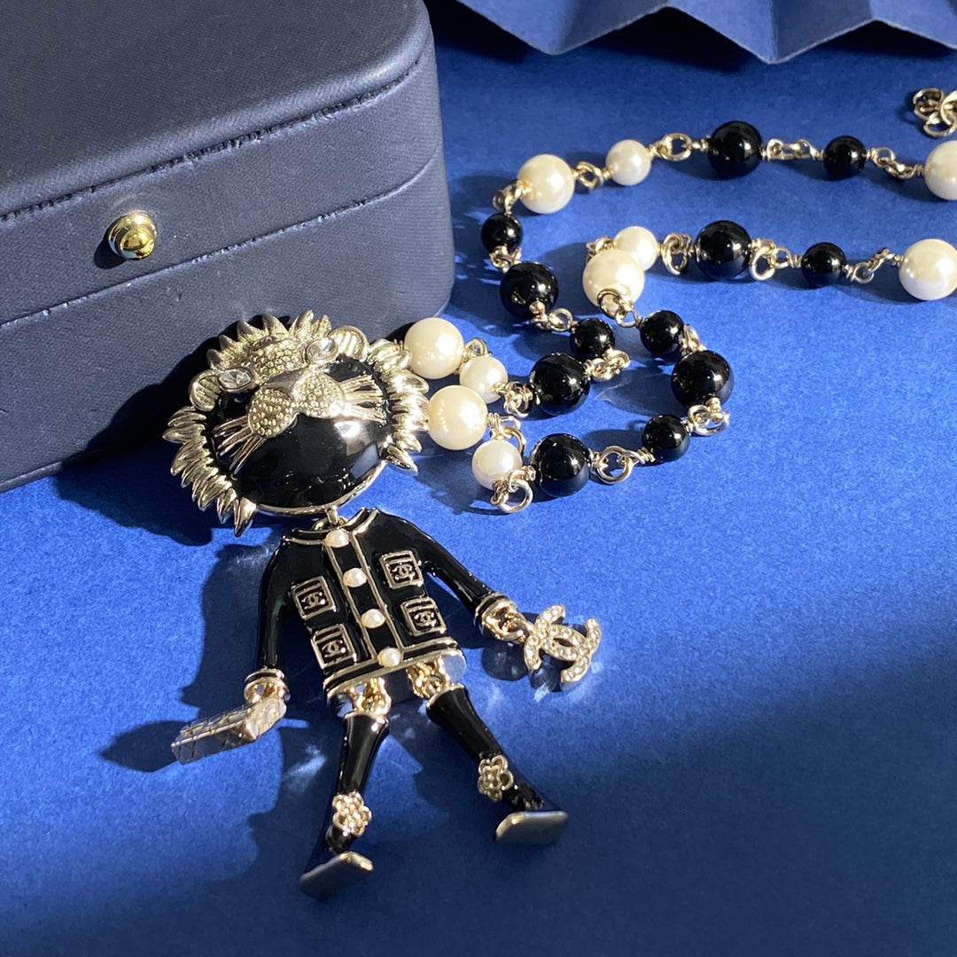 CHANEL P120 Pearl Double-C Camellia Long Necklace