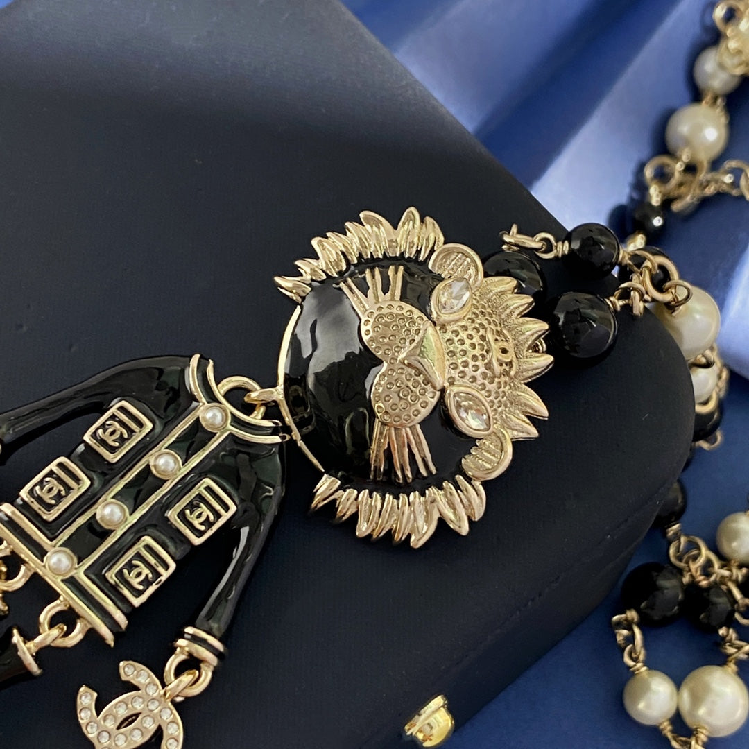 CHANEL P120 Pearl Double-C Camellia Long Necklace