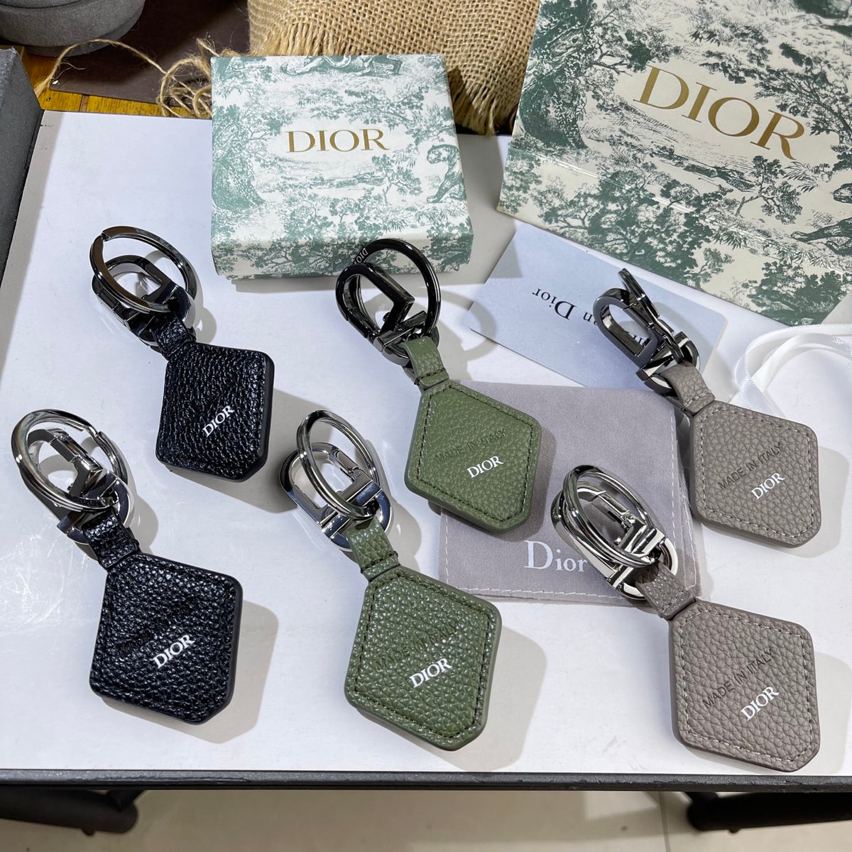 DIOR Leather Metal Keychain