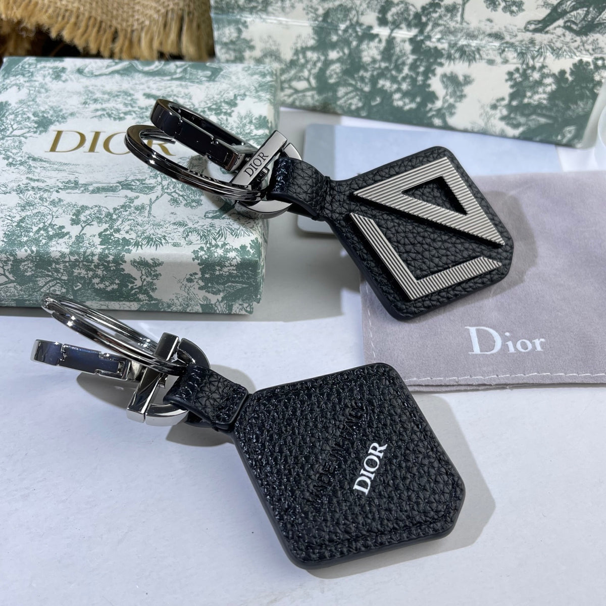 DIOR Leather Metal Keychain
