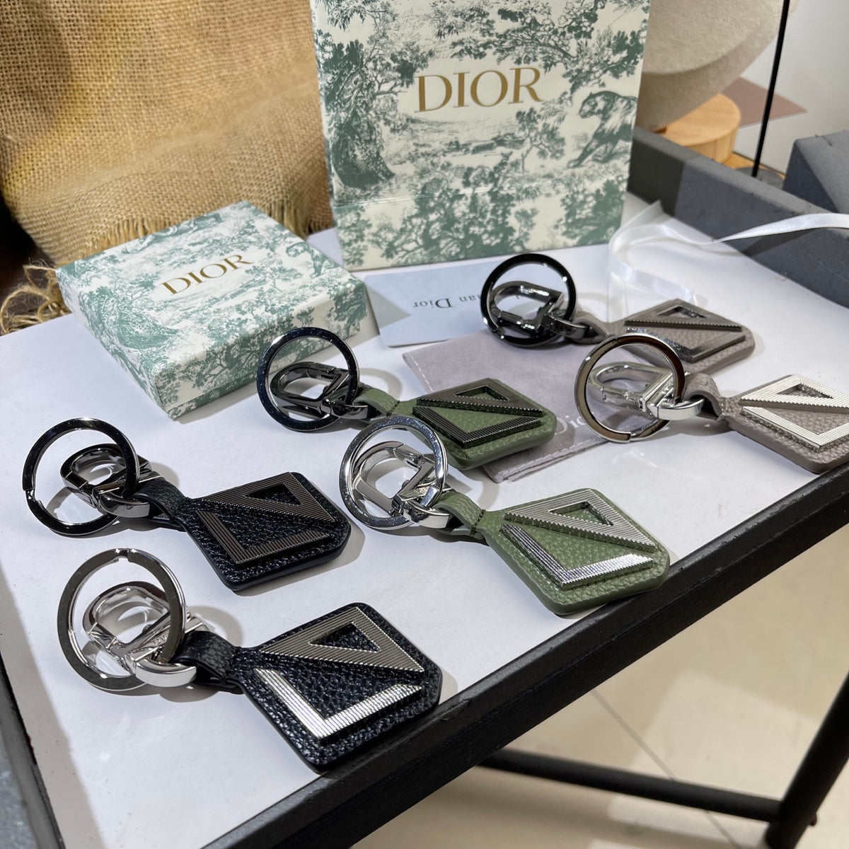 DIOR Leather Metal Keychain