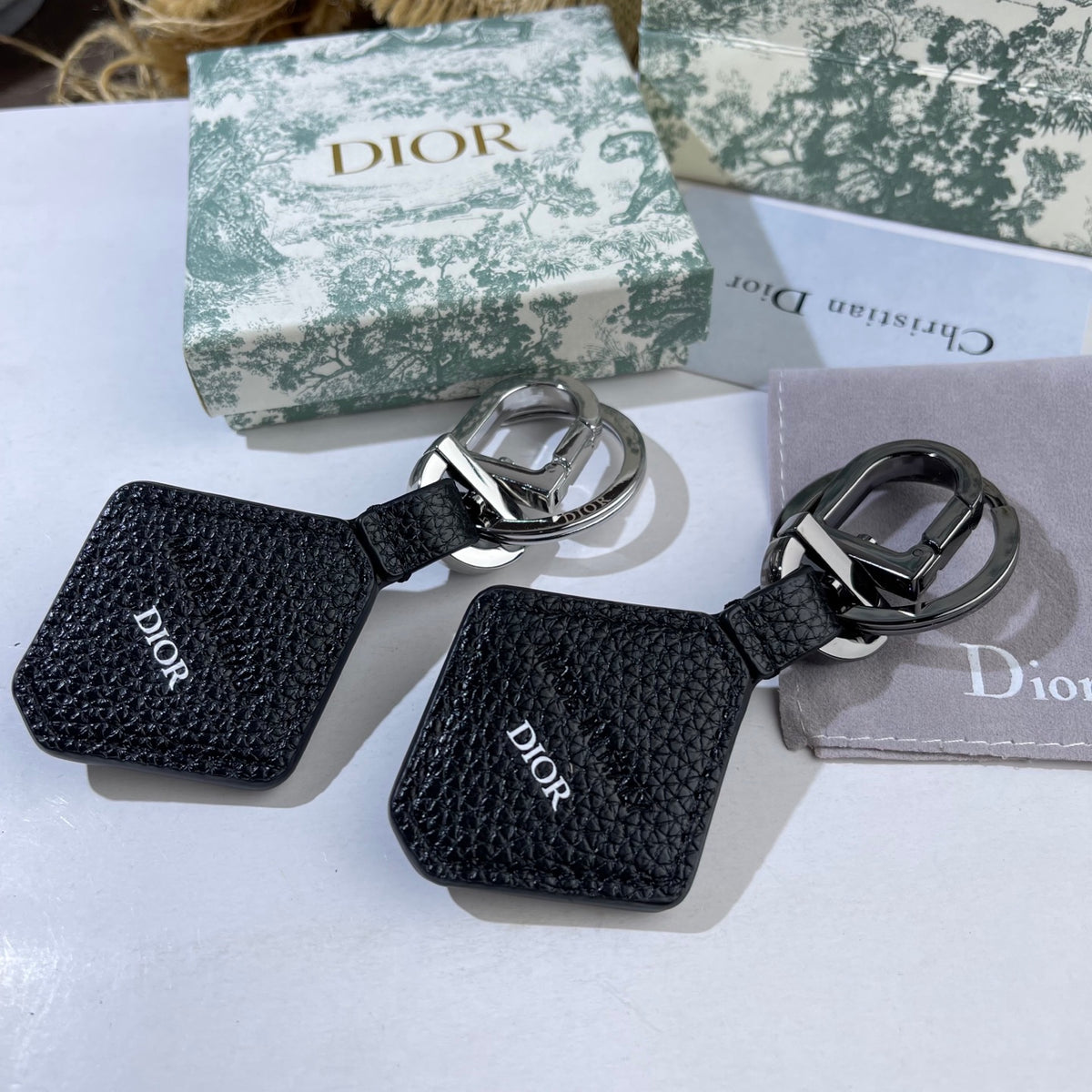 DIOR Leather Metal Keychain