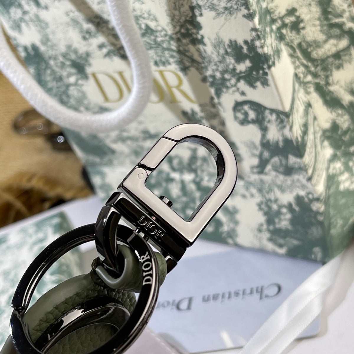 DIOR Leather Metal Keychain