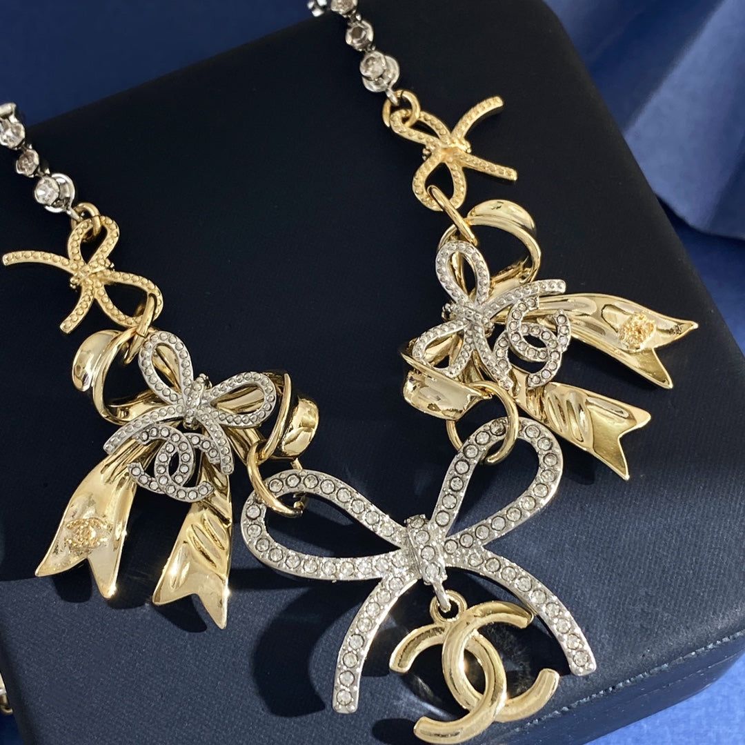 CHANEL P85 Double-C Bow Long Necklace