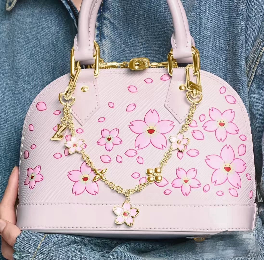 LOUIS VUITTON Canvas Cherry Blossom Bag Charm Keychain