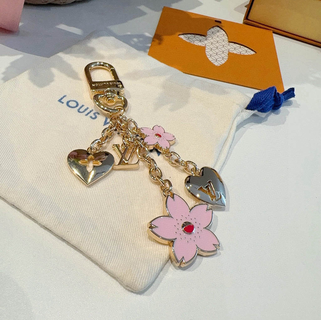 LOUIS VUITTON Canvas Cherry Blossom Bag Charm Keychain